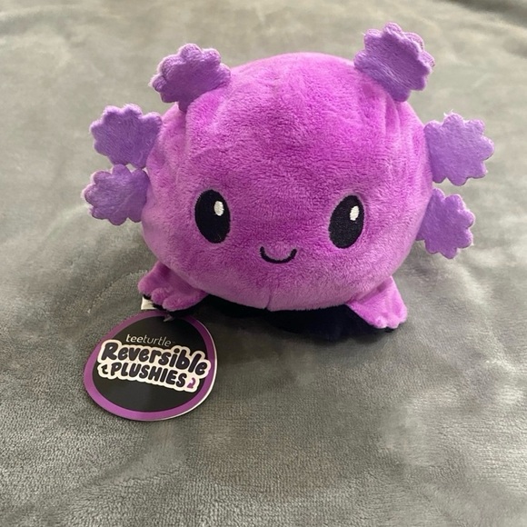 Teeturtle Happy to Angry Axolotl Plushie Purple/blk NWT - Picture 2 of 7